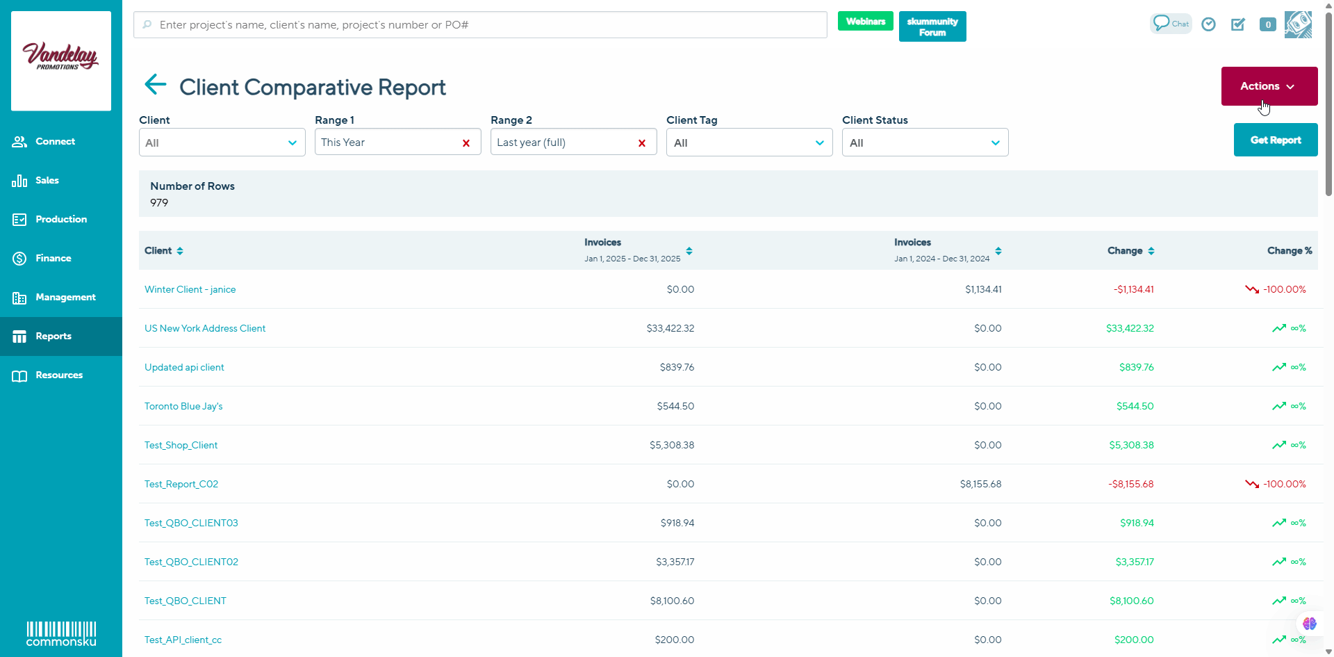 Client Comparative report