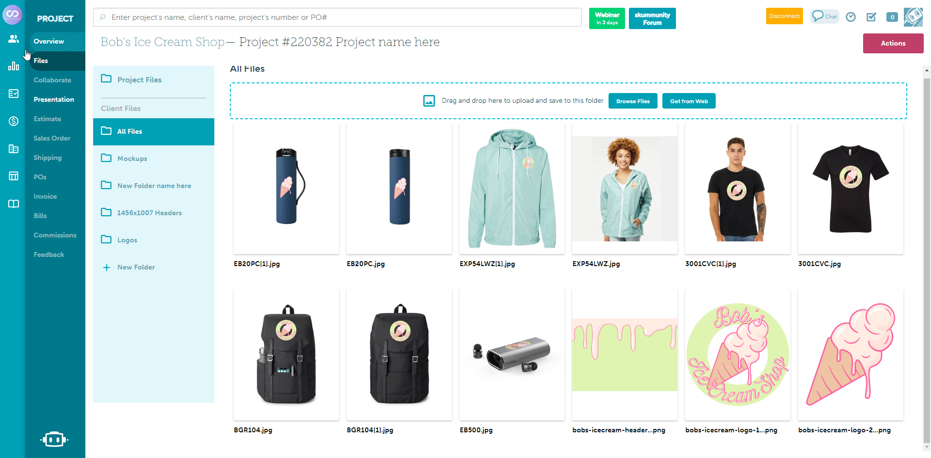 Delete from project tab
