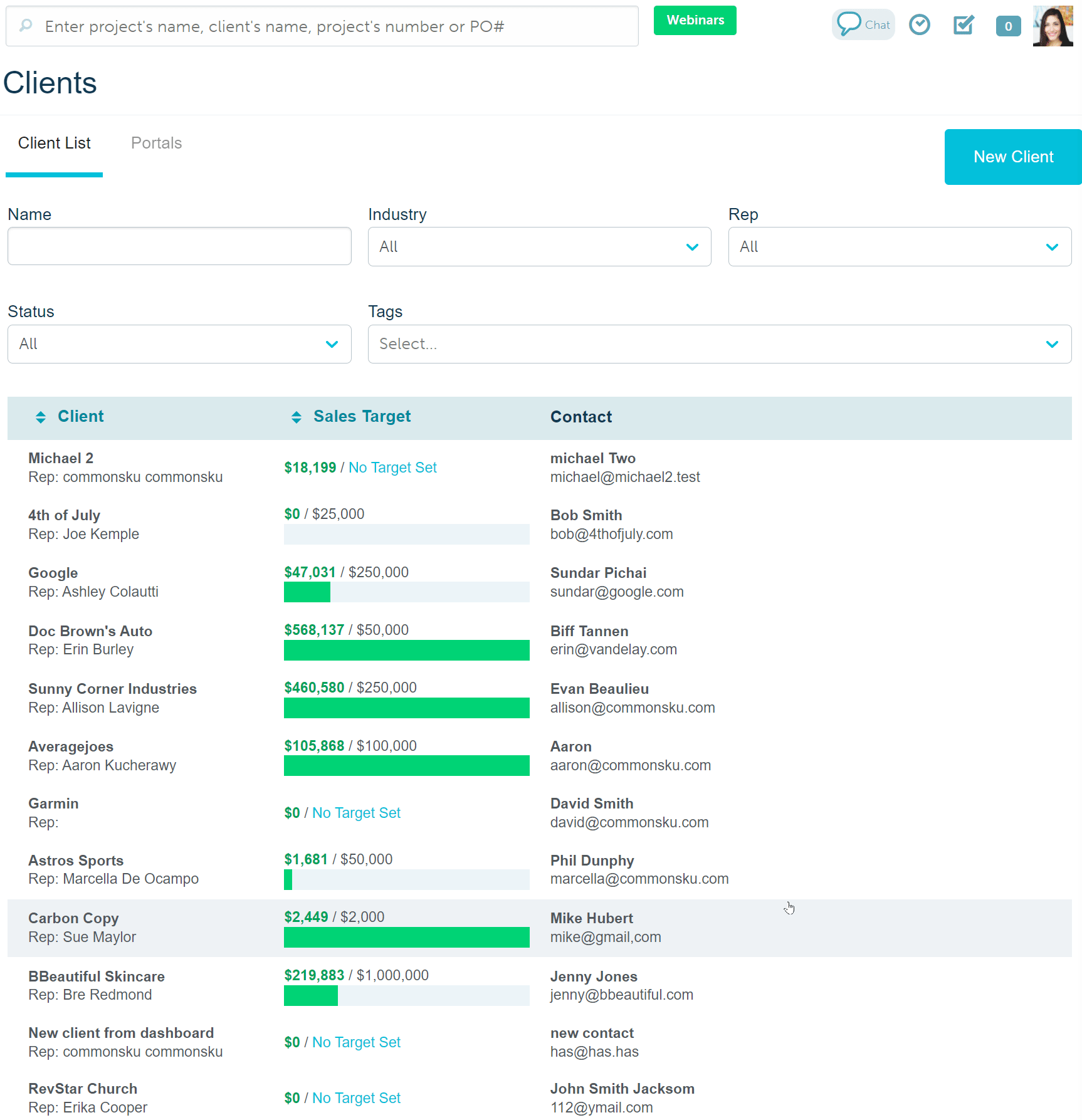 18_To assign a status through the Clients tab