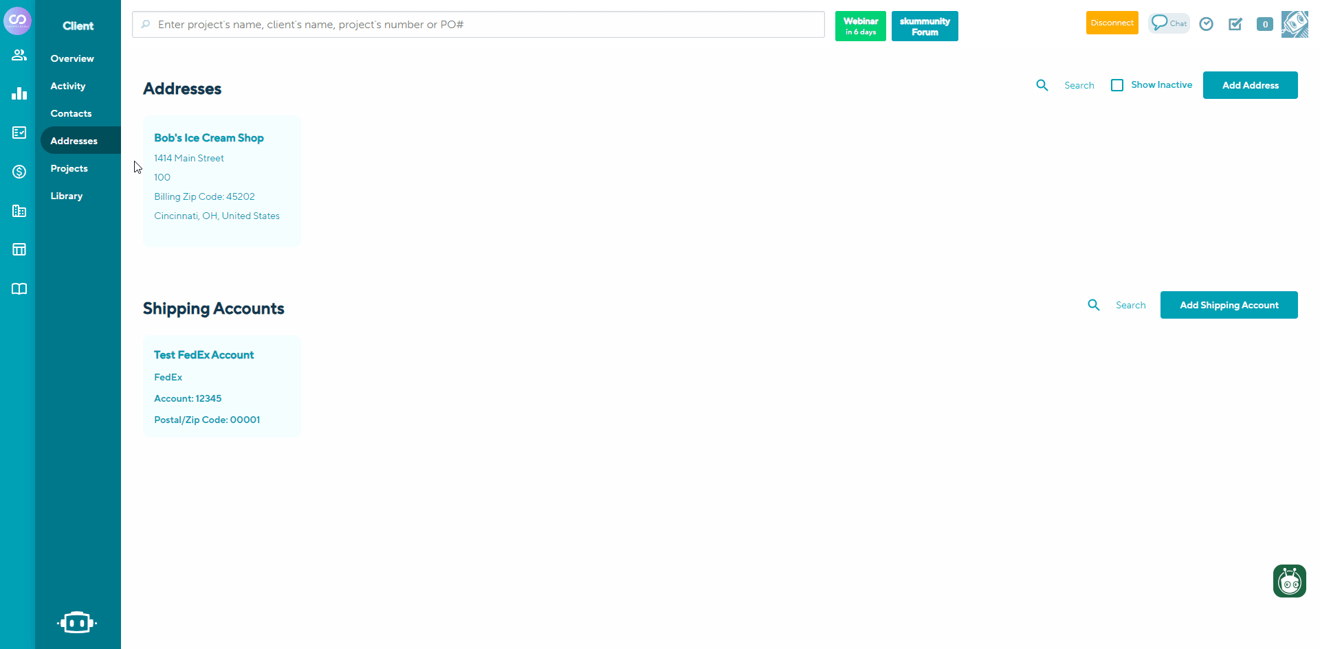 To Add a new Contact address