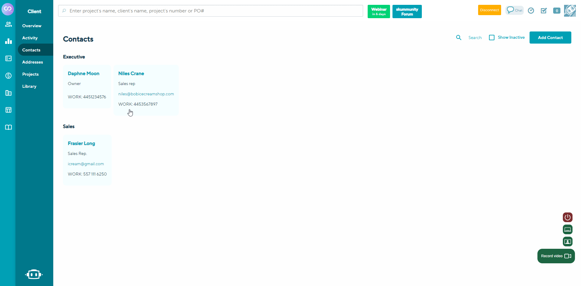 To make a contact inactive