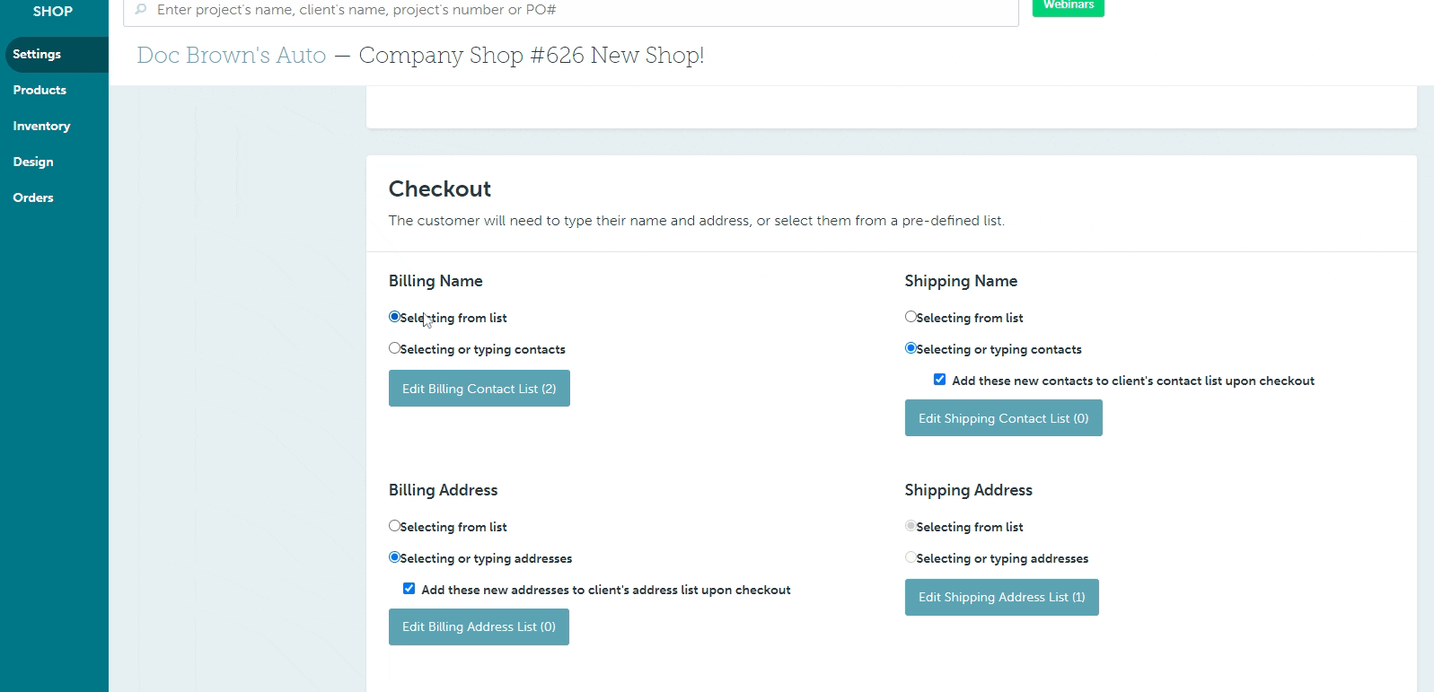 SelectingTypingContactsCompanyShop