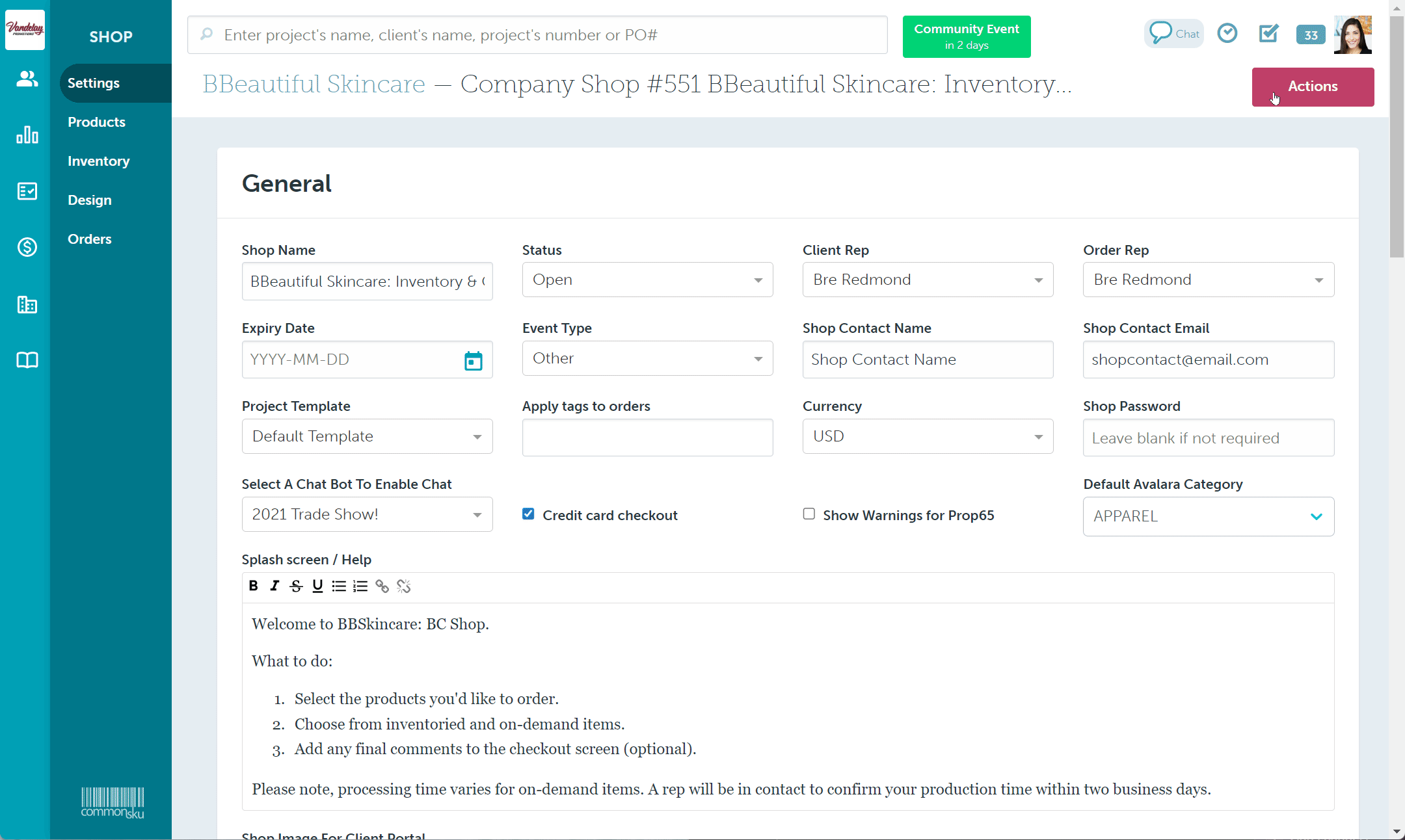 Company Shops - Inventory