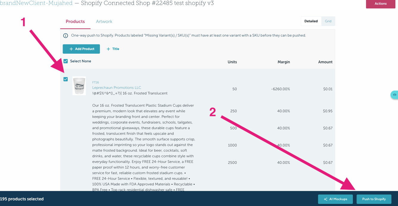 Connected Shops (Shopify Integration)