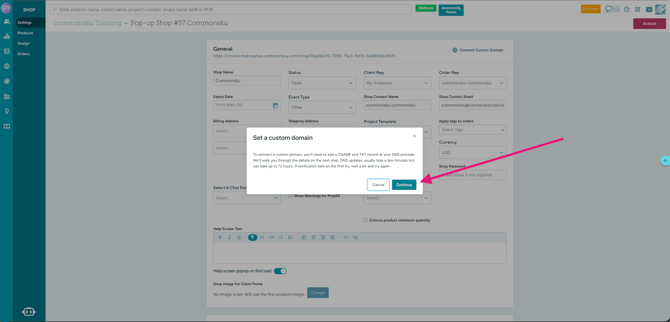 setCustomDomainContinue