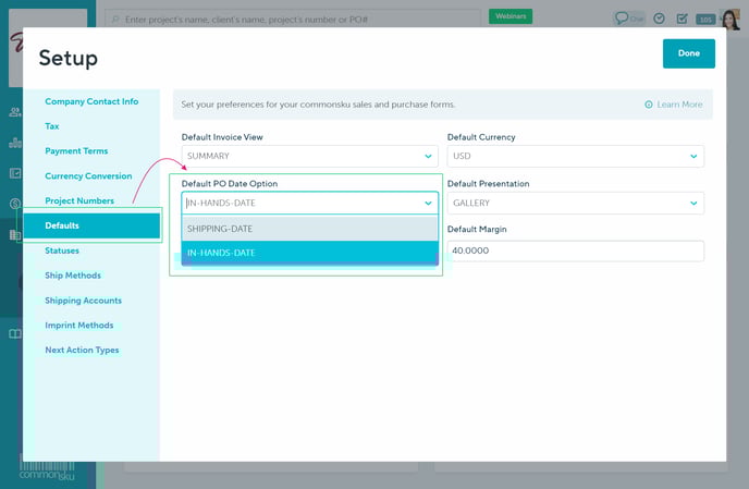 06_Default PO date option