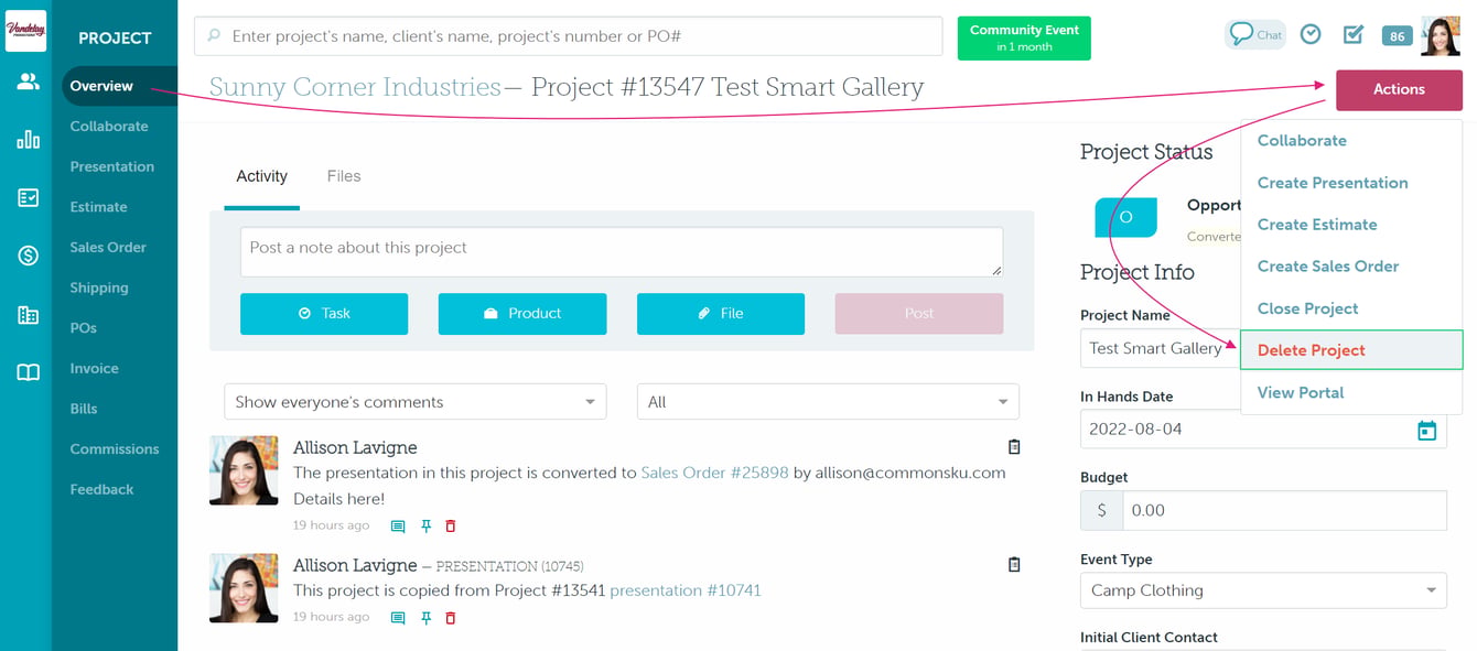 How do I Delete a Project or Form?