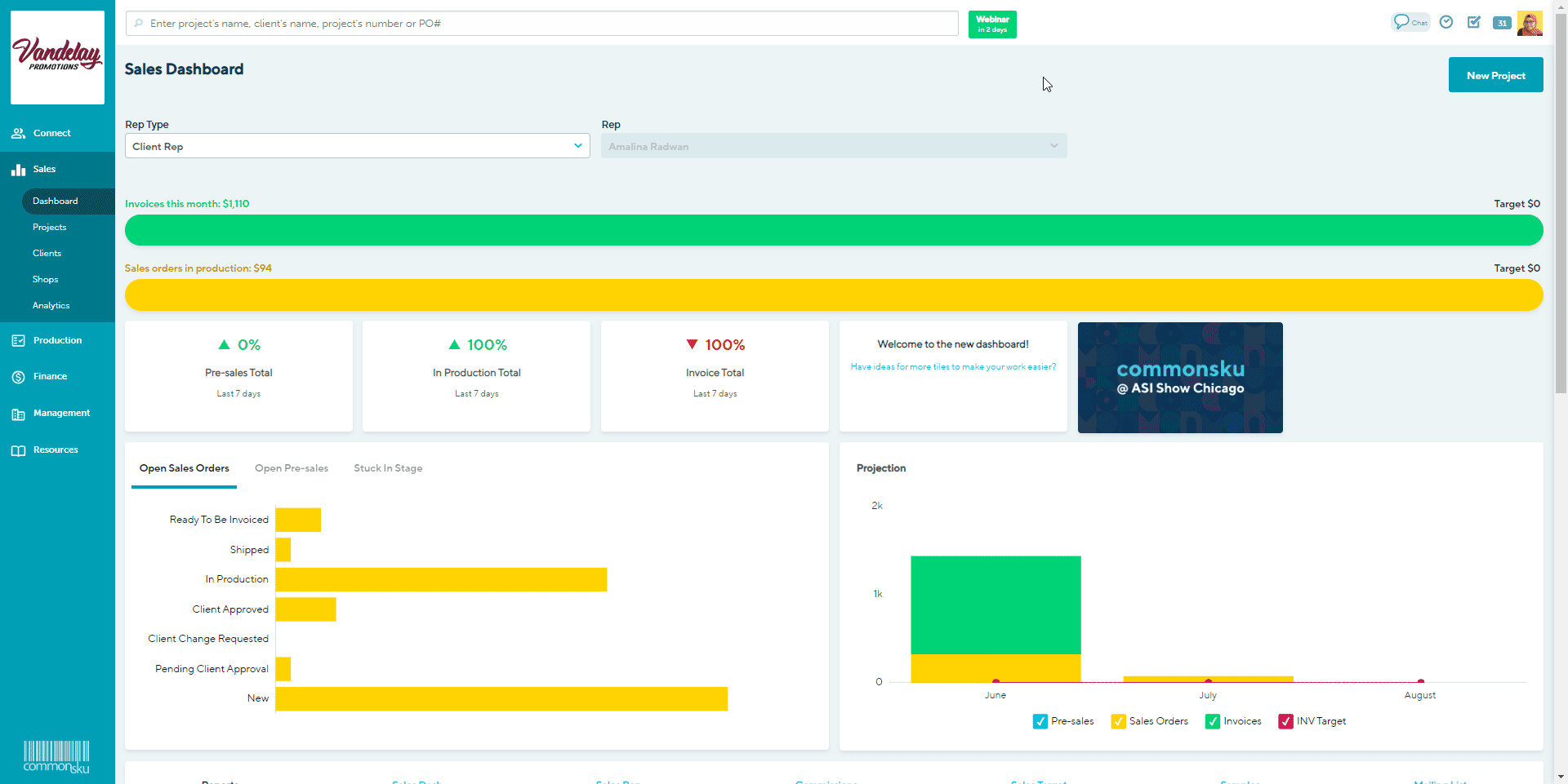 05_To create a new project from either your Sales, Production, Finance, or Management Dashboards