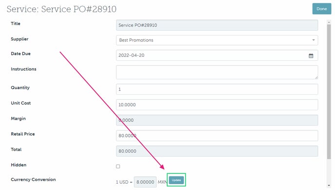 07_How to adjust a service POs Currency Conversion rate