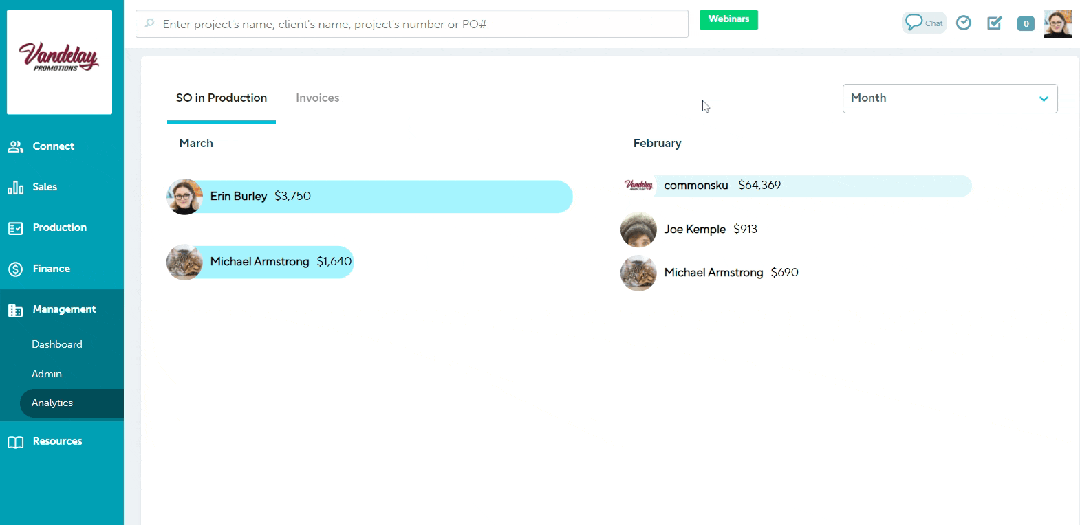 Sales orders in production report