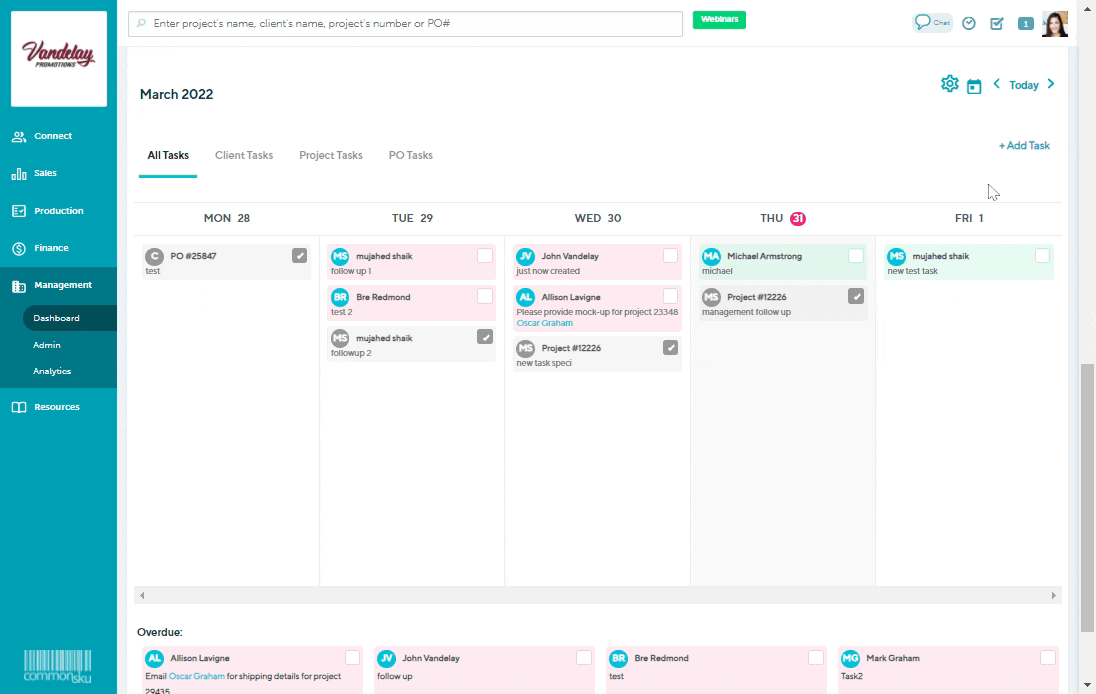 view past and upcoming tasks by week