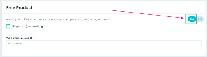 Free Product settings