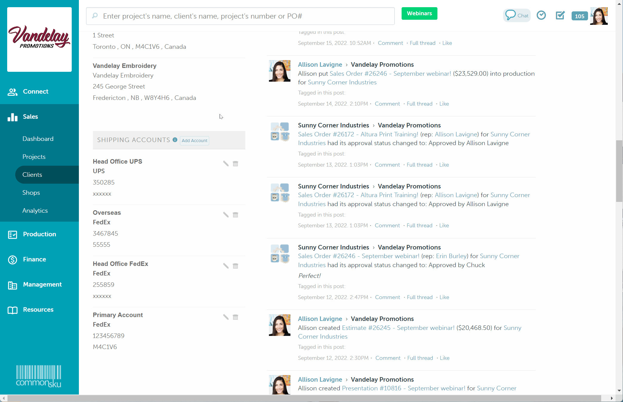 06_How to add, edit or remove a clients shipping accounts numbers