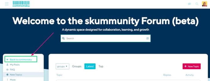 Skummunity forum 8- Back button