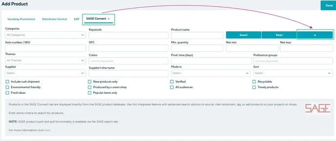 Sage connect filters