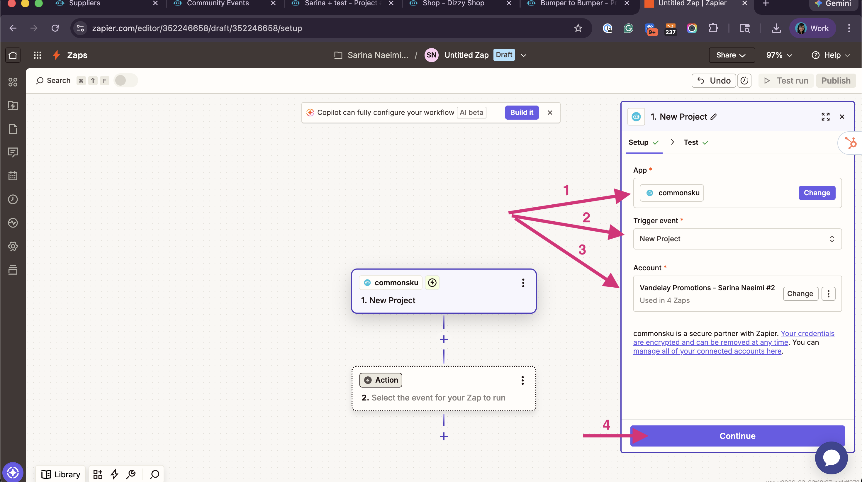 Using the New Project Trigger in Zapier
