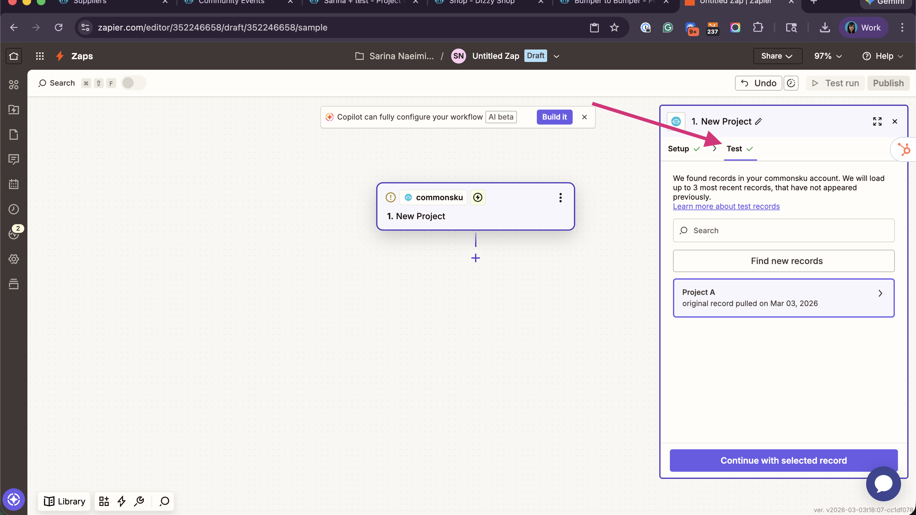Using the New Project Trigger in Zapier