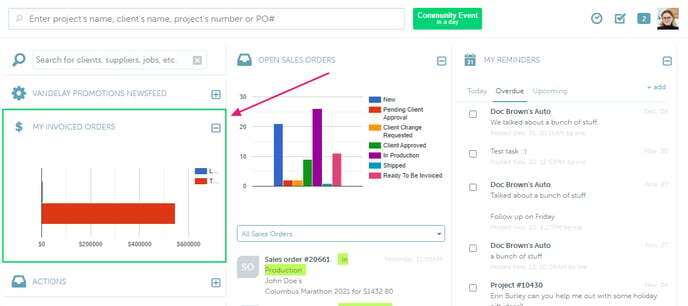 My Invoiced Orders tile