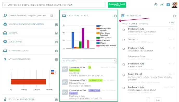 Open Sales Orders tile