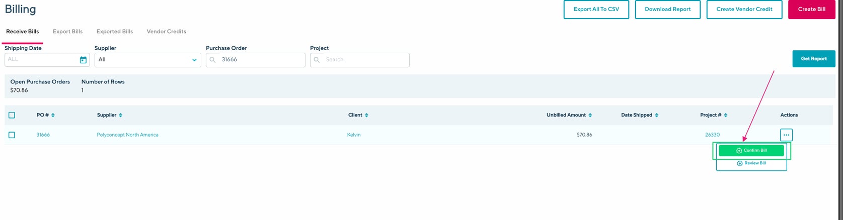 Automated bill creation for ePOs